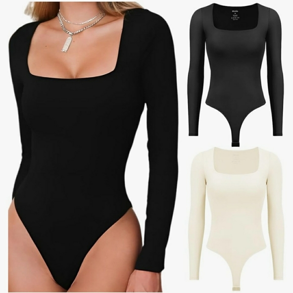 Viral Women's 2 Piece Bodysuits Sexy, Basic Stretch Tank Tops Bodysuits - Picture 2 of 4